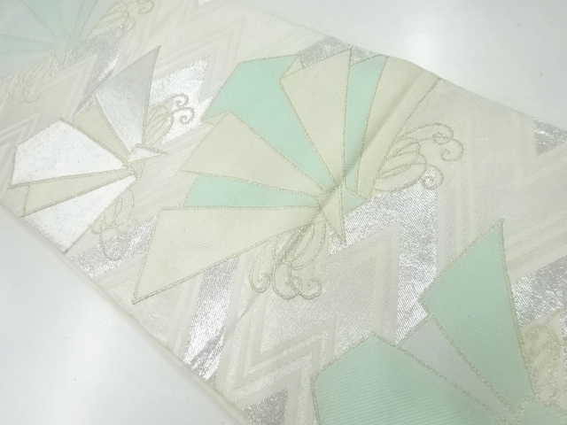 アンティーク　変わり折鶴模様織出し袋帯（材料）